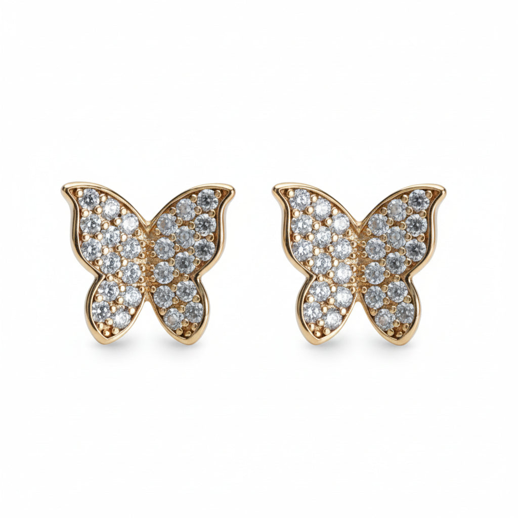 Radiant Crystal Butterfly Stud Earrings - Amafhha Jewels
