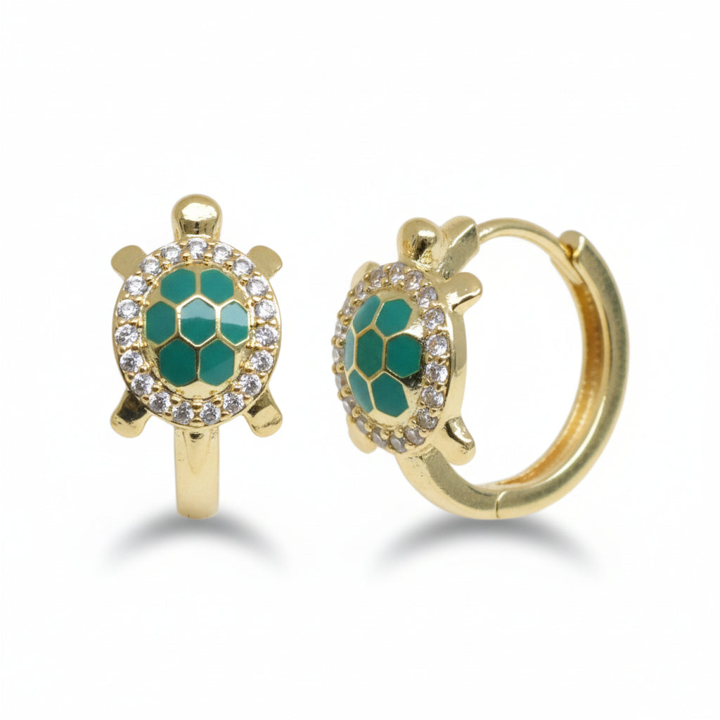 Turtle Enamel Huggie Earrings - Amafhha Jewels