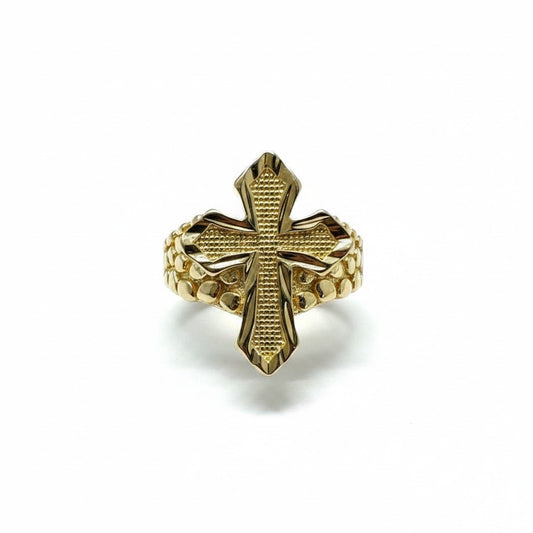 Gold Plated Cross Nugget Ring | Unisex