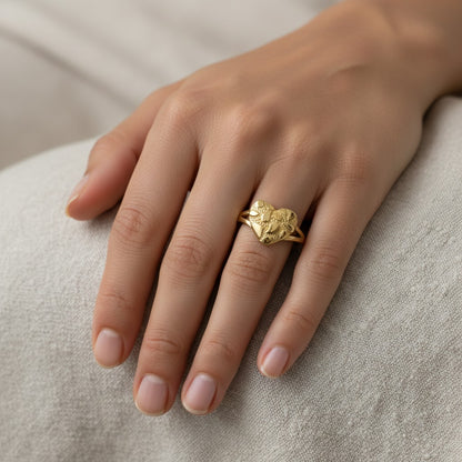 925 Silver Over Gold Nugget Heart - Amafhha Jewels