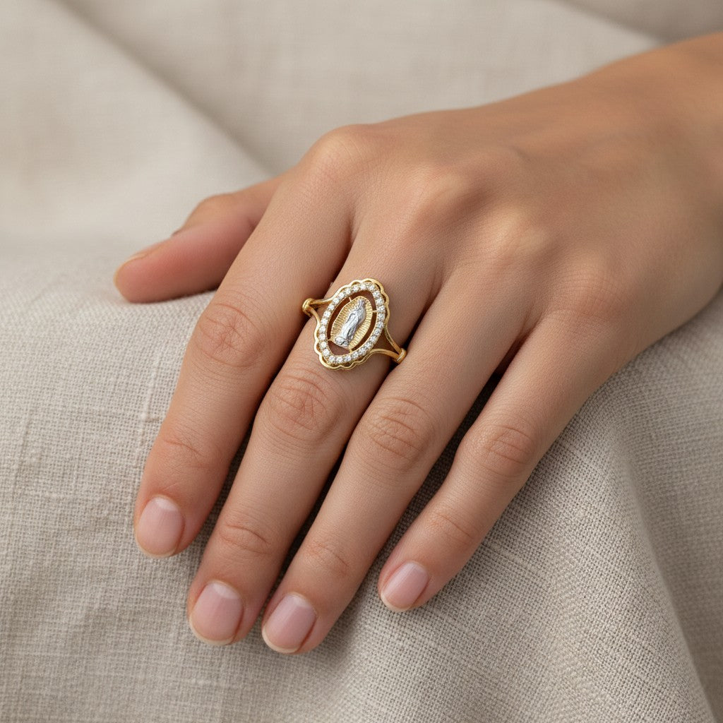 Gold Plated Two Tone Ring Our Lady of Guadalupe