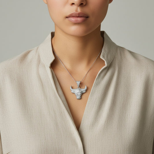 925 Sterling Silver Bull Pendant