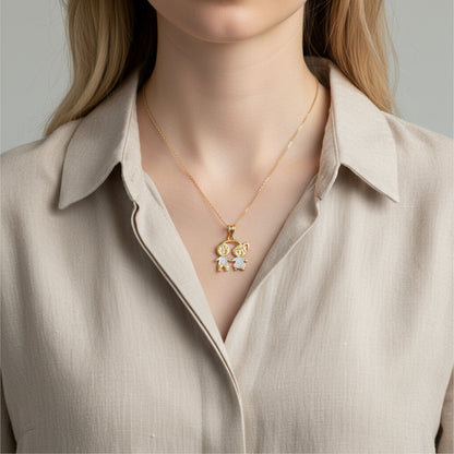 Sweet Siblings | Boy & Girl Duo Pendant - Amafhha Jewels