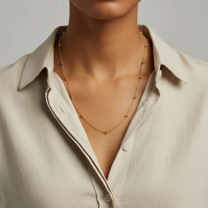 Gold Plated Station Chain Necklace