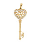 Gold Plated Heart key Pendant charm with CZ | Wholesale Jewelry