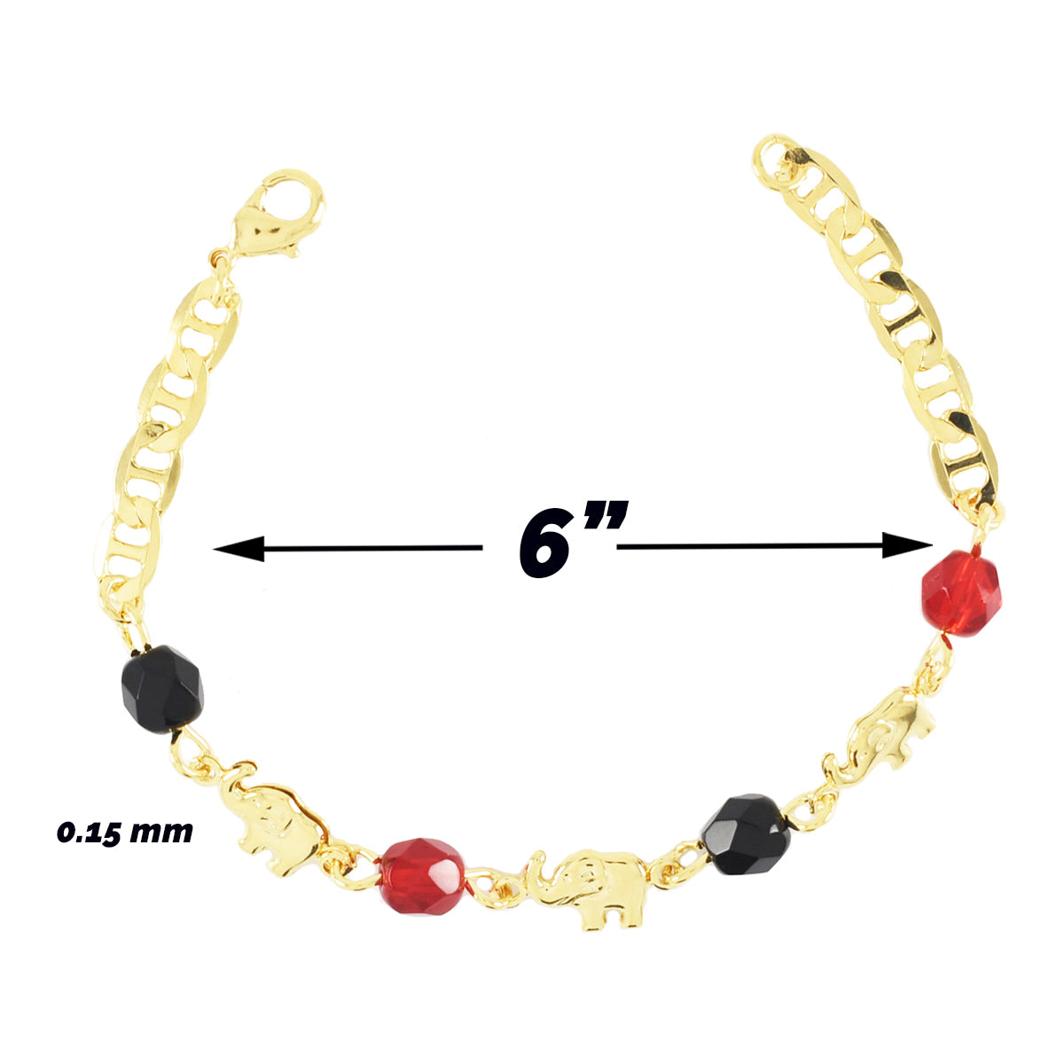 Gold Plated Elephant with Red Black Bracelets for Baby