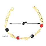 Gold Plated Elephant with Red Black Bracelets for Baby