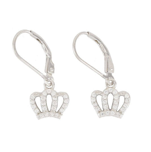 925 Sterling Silver Crown Dangly Earrings | Wholesale Jewelry