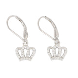 925 Sterling Silver Crown Dangly Earrings
