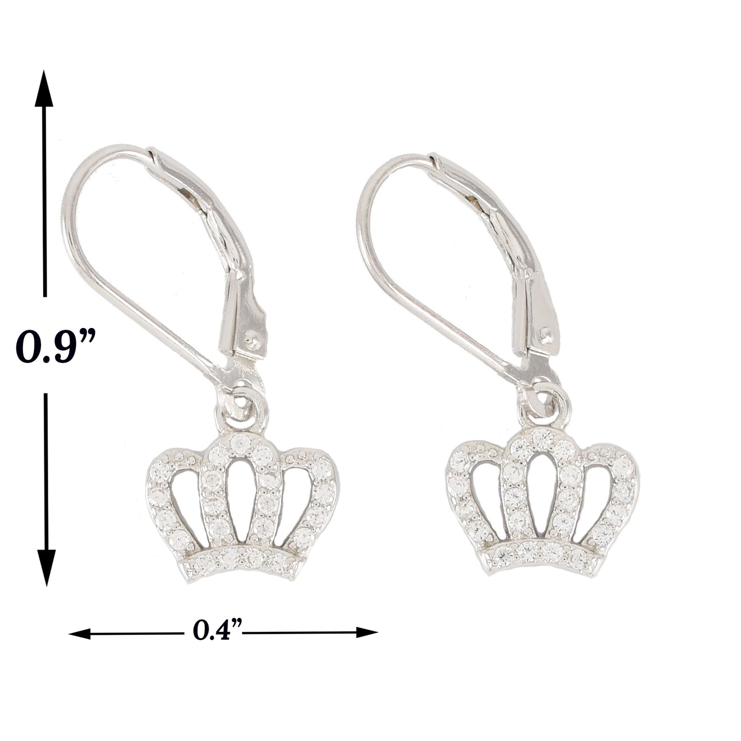 925 Sterling Silver Crown Dangly Earrings | Wholesale Jewelry