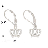 925 Sterling Silver Crown Dangly Earrings