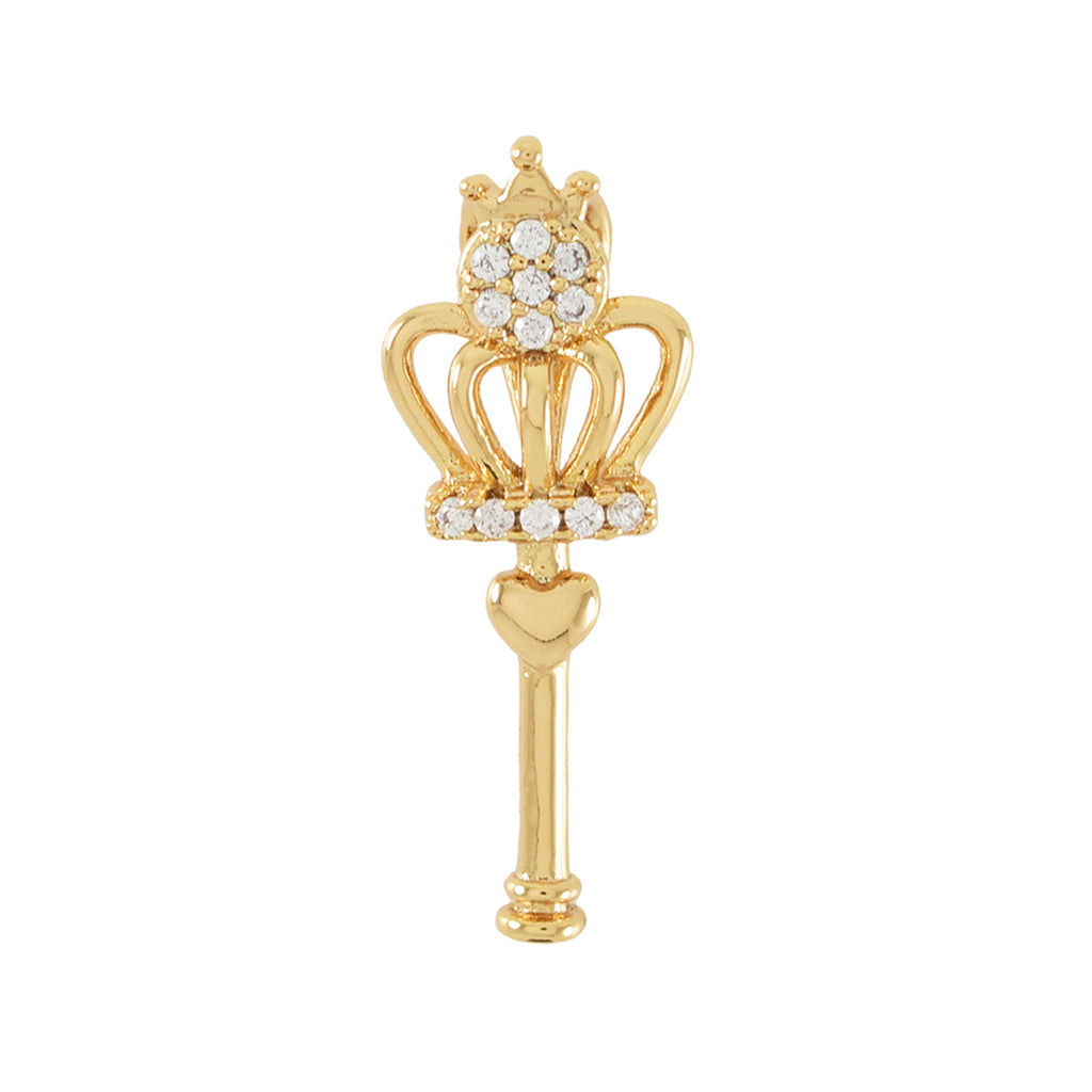 Gold Plated Crown Pendant Charm With CZ