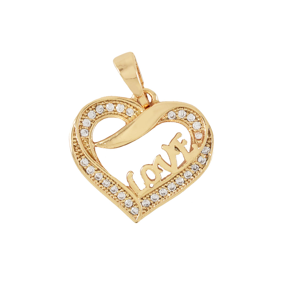 Gold Plated Heart Pendant Charm With CZ | Wholesale Jewelry