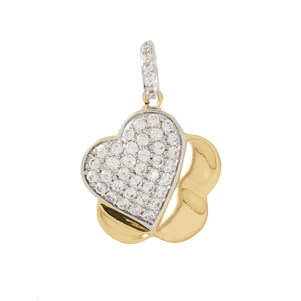 Gold Plated Heart Pendant Charm With CZ | Wholesale Jewelry