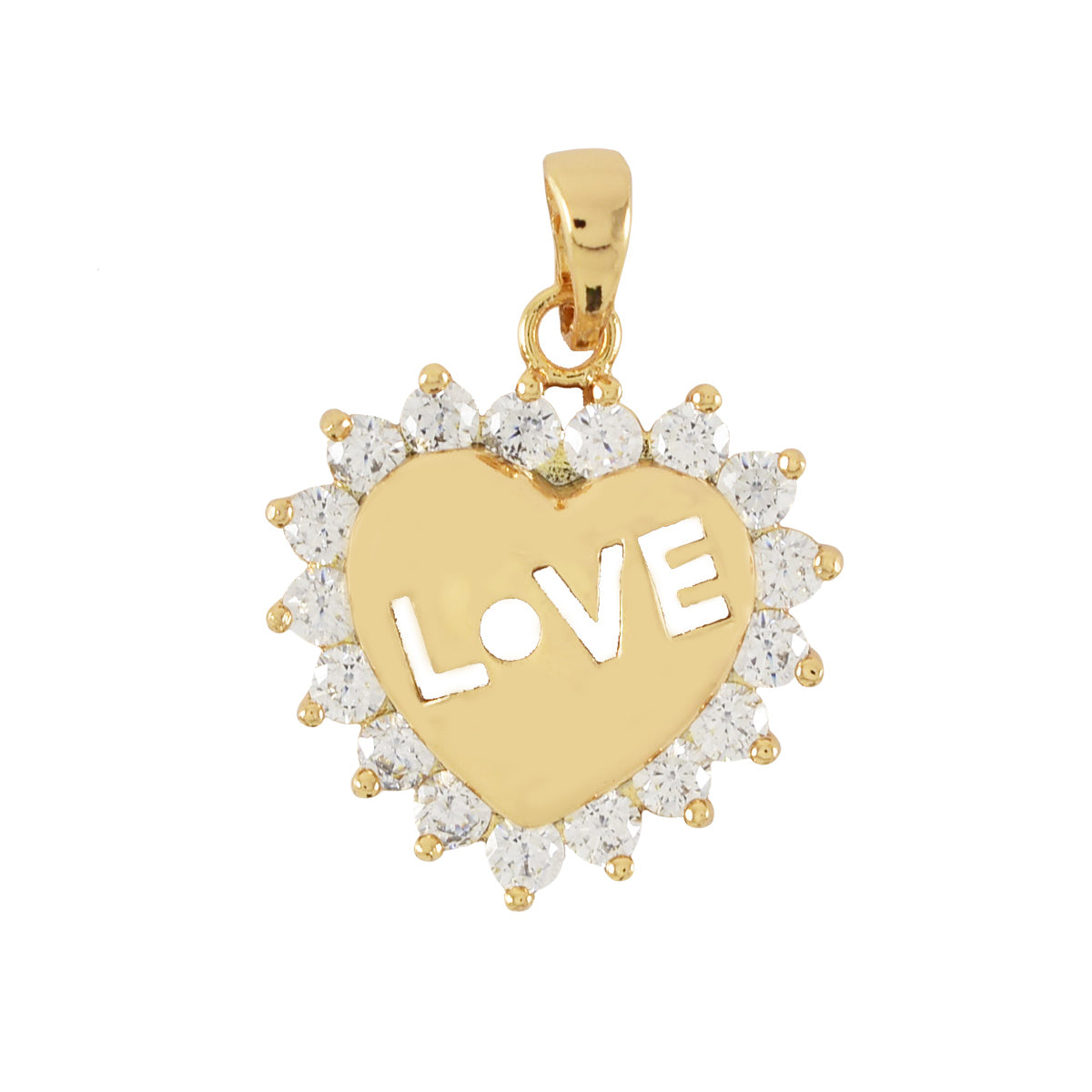 Gold Plated Heart Pendant Charm With CZ | Wholesale Jewelry