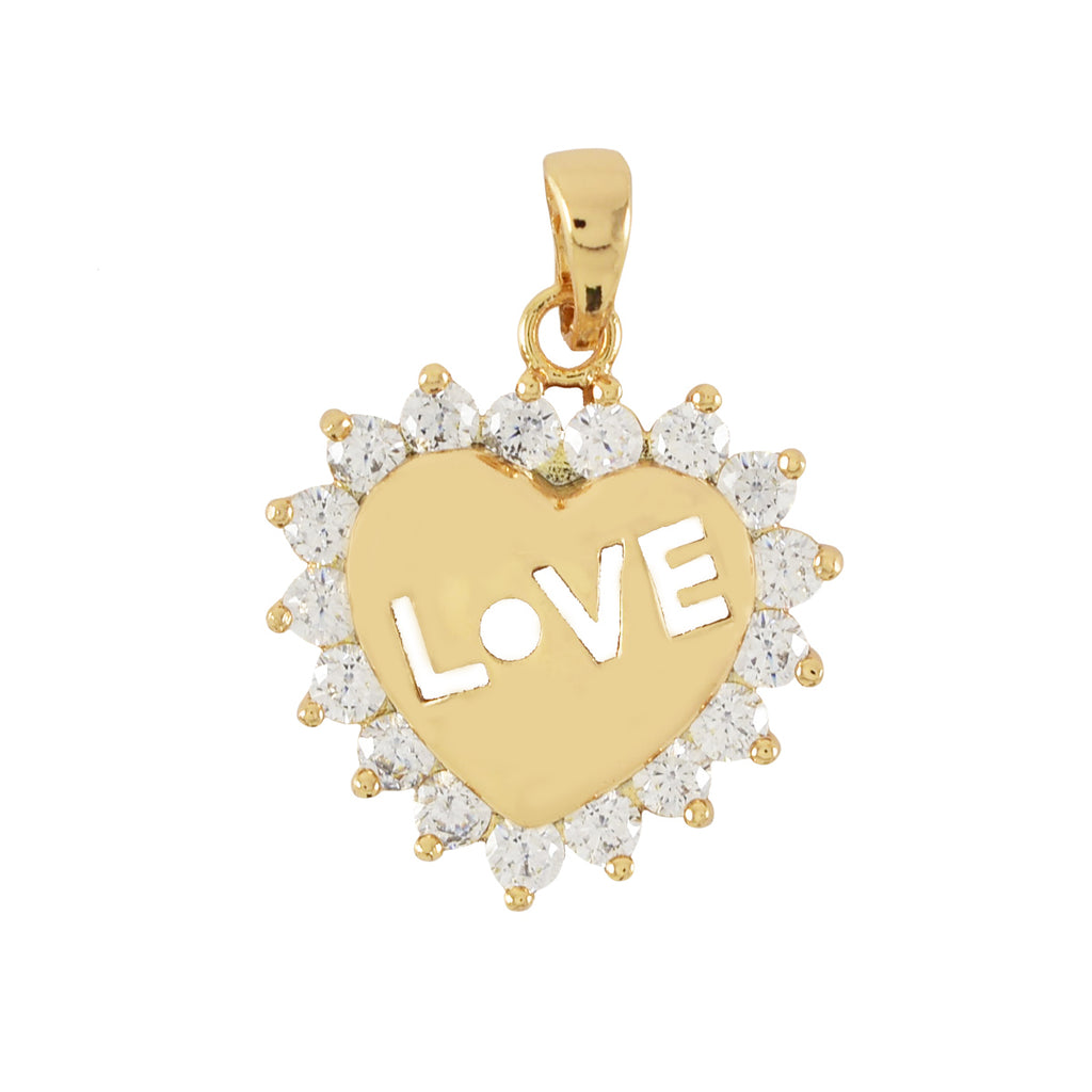 Gold Plated Heart Pendant Charm With CZ