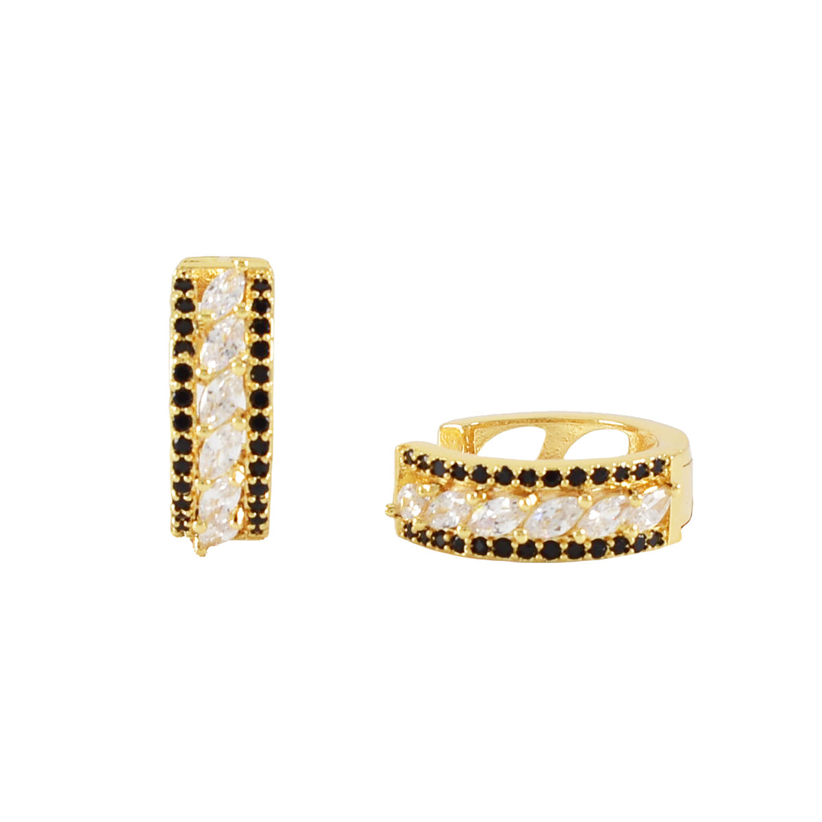 Gold Plated Huggies Earrings with CZ | Wholesale Jewelry