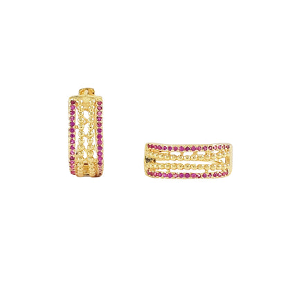 Gold Plated Huggies Earrings with CZ