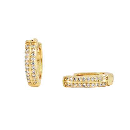 Gold Plated Huggies Earrings with CZ | Wholesale Jewelry