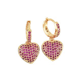 Heart Micro pave CZ Earrings-Valentines Earrings-Different Color Earrings