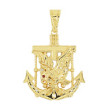 Gold Plated Eagle Anchor Pendant- Red Eye Eagle