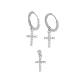 Cross 925 Sterling Silver for Ladies-Huggie Hoop Style Set