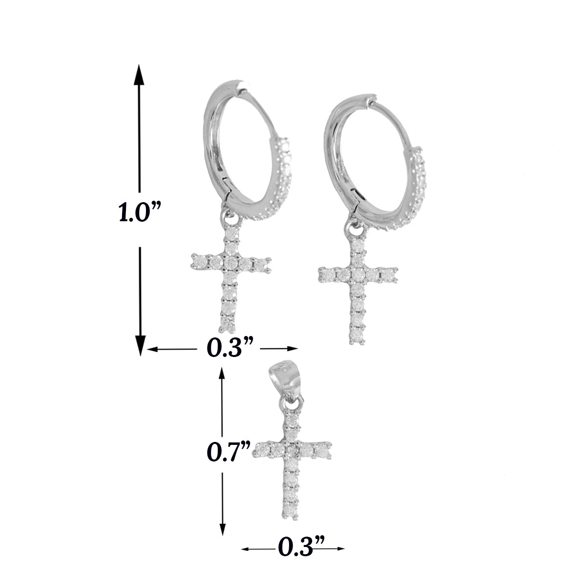 Cross 925 Sterling Silver for Ladies-Huggie Hoop Style Set