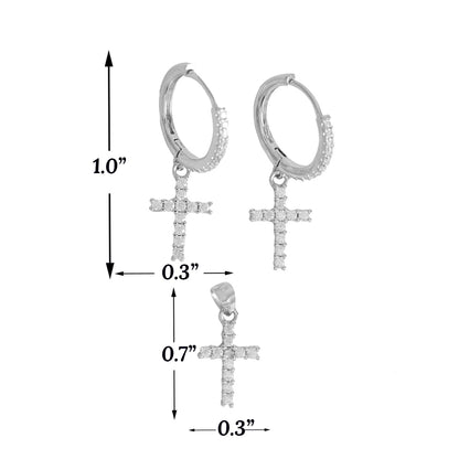 Cross 925 Sterling Silver for Ladies-Huggie Hoop Style Set