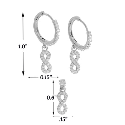 Infinity 925 Sterling Silver Ladies Set-Huggie Hoop Earrings | Wholesale Jewelry