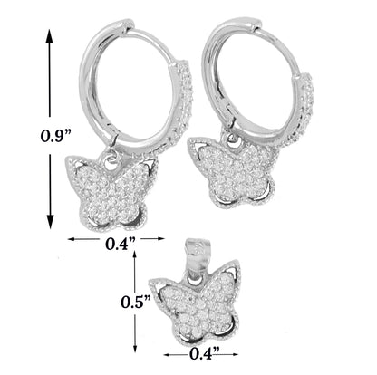 Butterfly 925 Sterling Silver Ladies Set Huggie Hoop Style Set