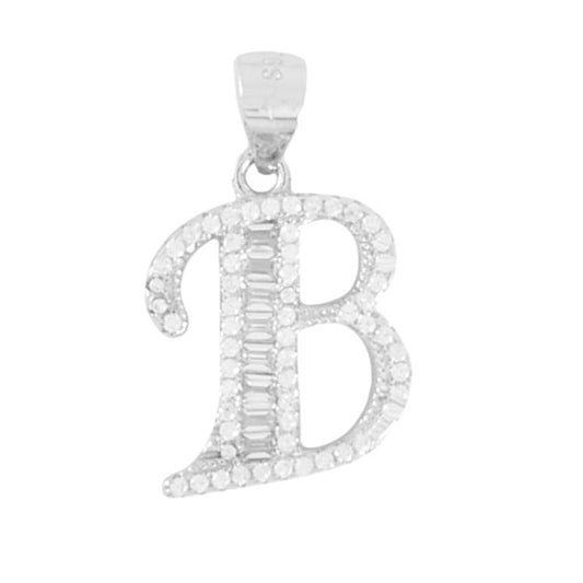 925 Sterling Silver Alphabet Pendant B