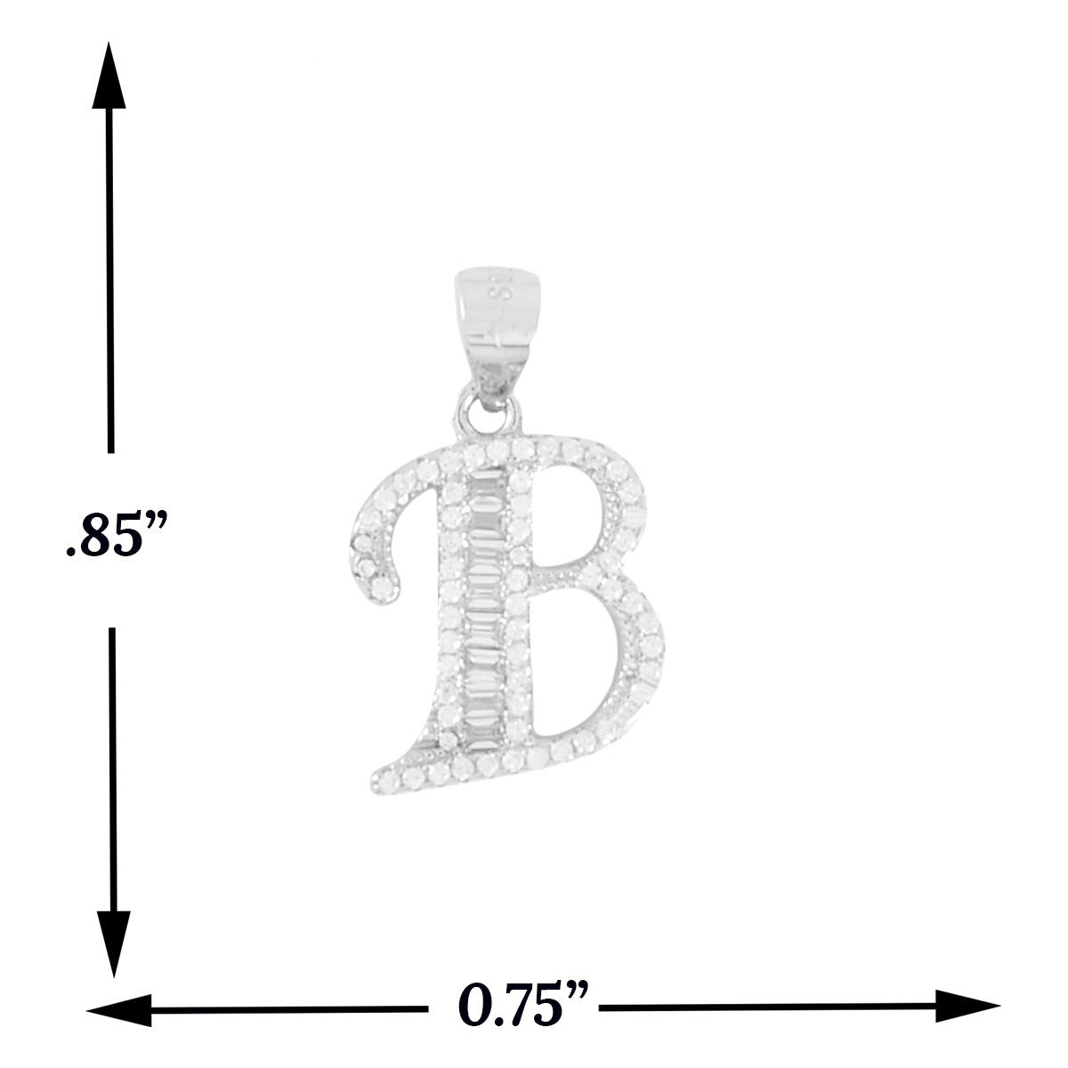 925 Sterling Silver Alphabet Pendant B | Wholesale Jewelry
