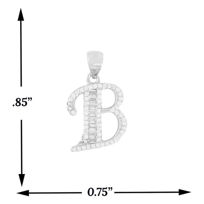 925 Sterling Silver Alphabet Pendant B | Wholesale Jewelry