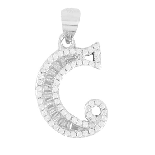 925 Sterling Silver Alphabet Pendant C