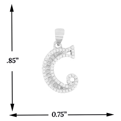 925 Sterling Silver Alphabet Pendant C | Wholesale Jewelry