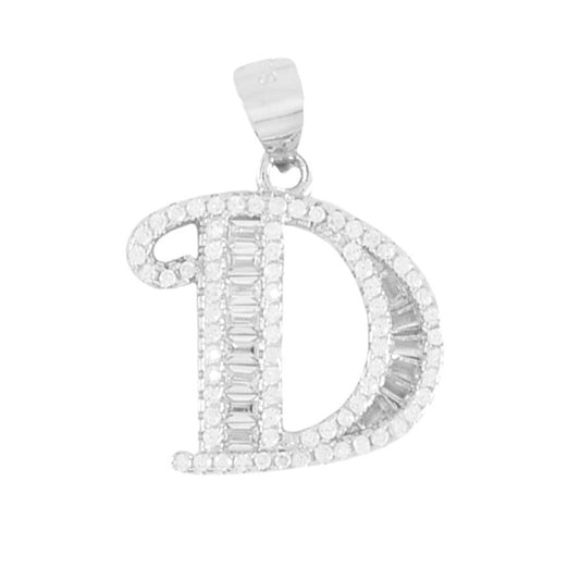 925 Sterling Silver Alphabet Pendant D