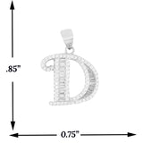925 Sterling Silver Alphabet Pendant D