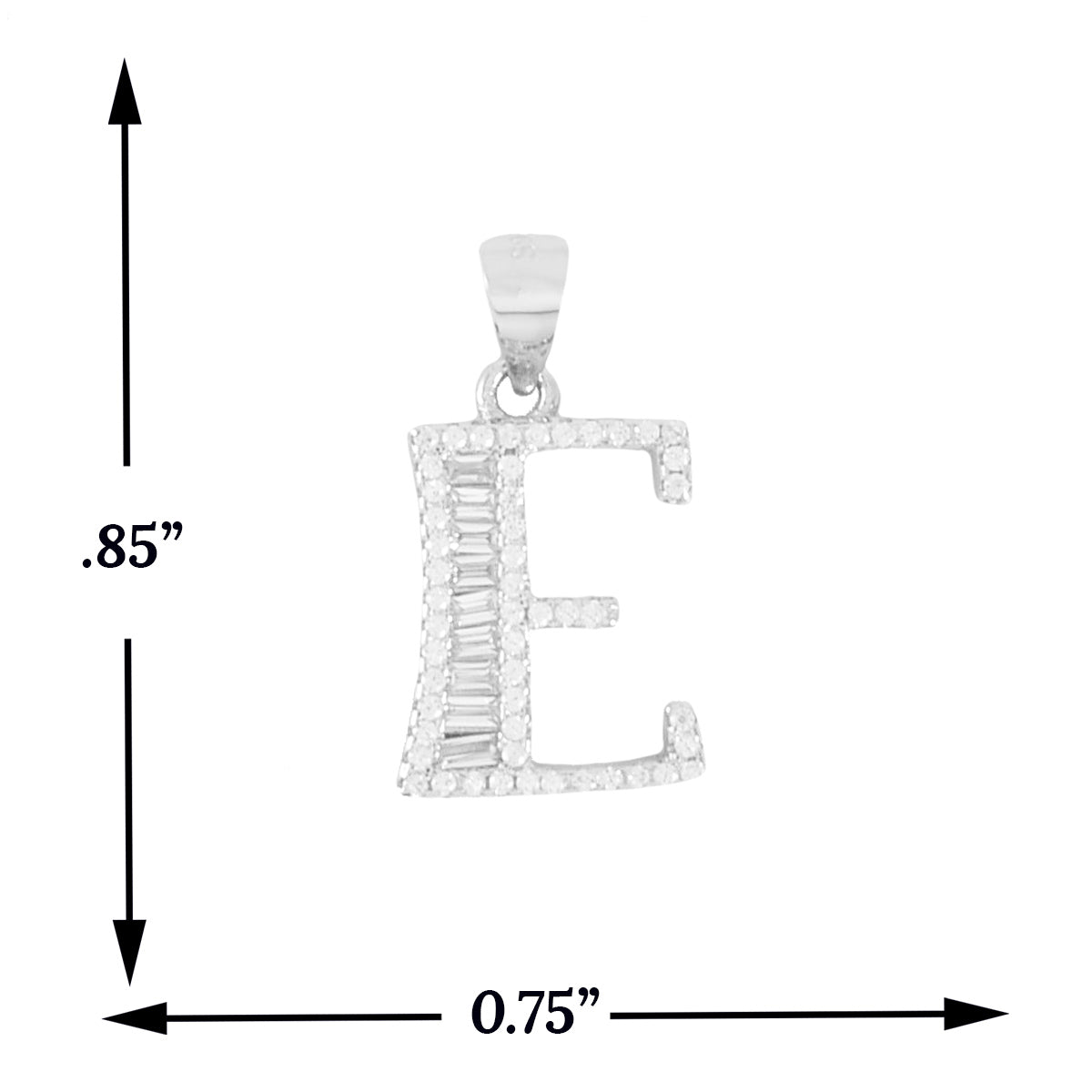 925 Sterling Silver Alphabet Pendant E | Wholesale Jewelry