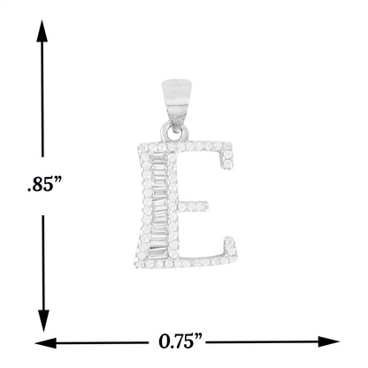 925 Sterling Silver Alphabet Pendant E | Wholesale Jewelry