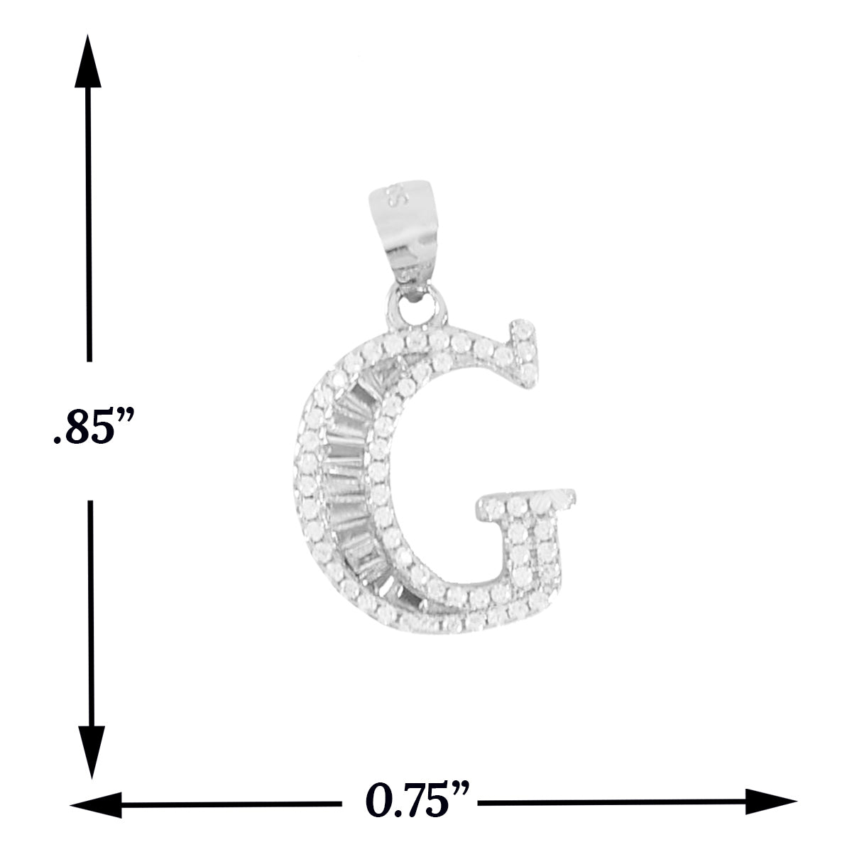 925 Sterling Silver Alphabet Pendant G | Wholesale Jewelry