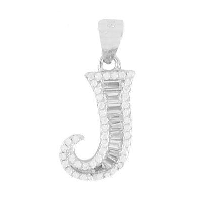 925 Sterling Silver Alphabet Pendant J | Wholesale Jewelry