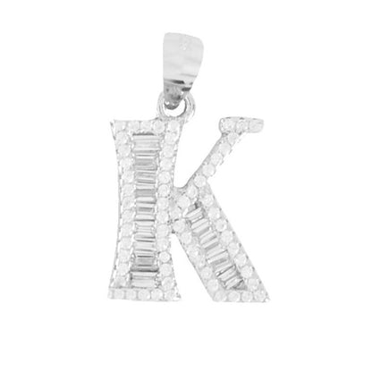 925 Sterling Silver Alphabet Pendant K | Wholesale Jewelry