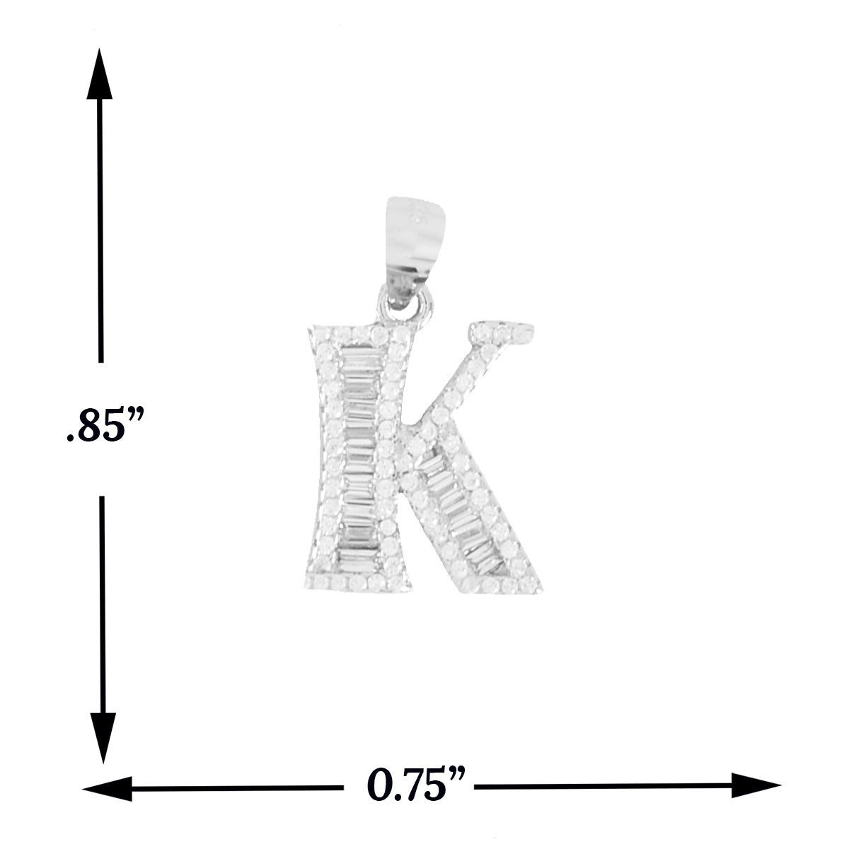 925 Sterling Silver Alphabet Pendant K | Wholesale Jewelry