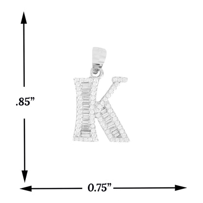 925 Sterling Silver Alphabet Pendant K | Wholesale Jewelry