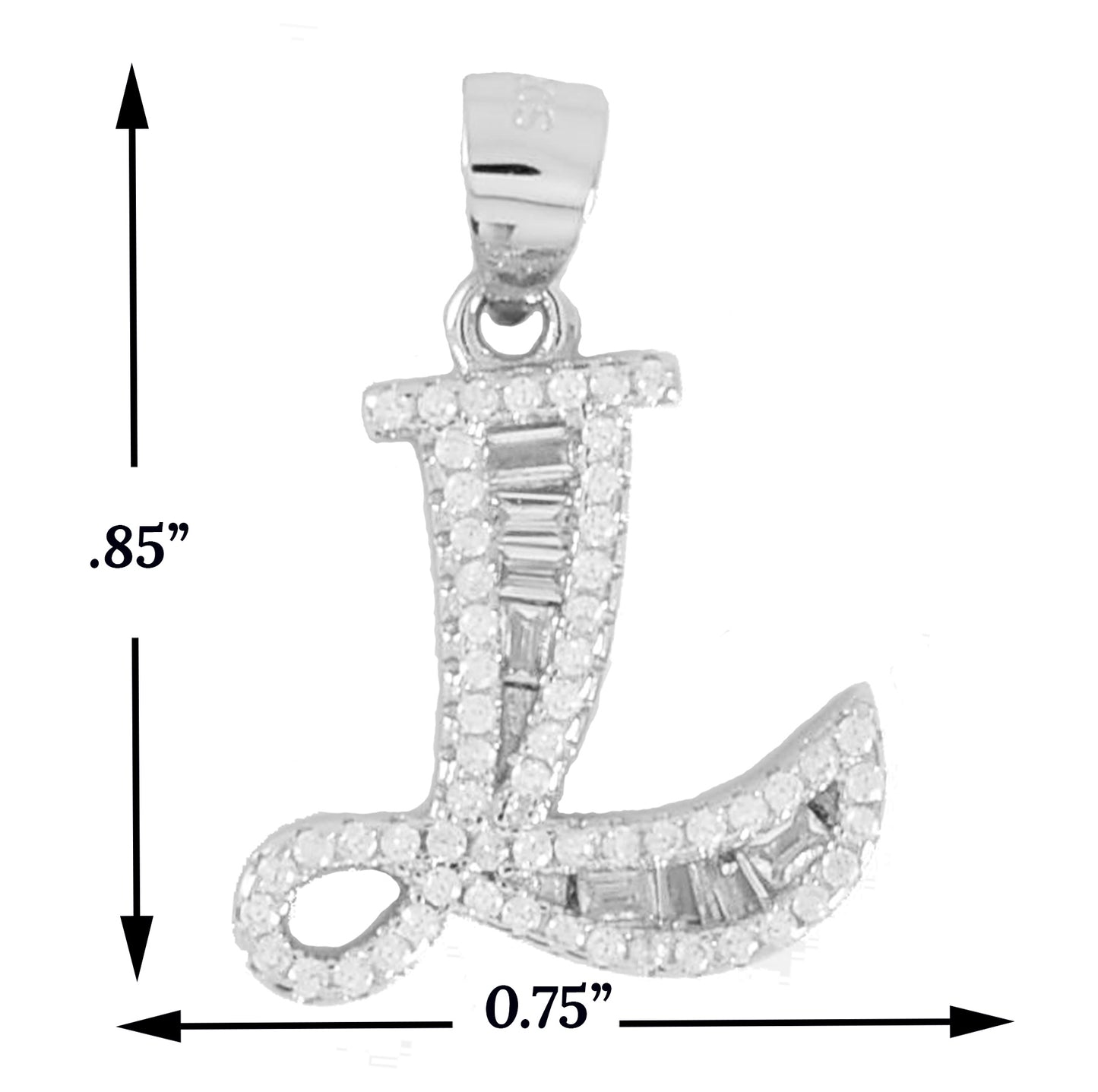 925 Sterling Silver Alphabet Pendant L | Wholesale Jewelry