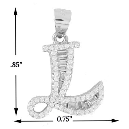 925 Sterling Silver Alphabet Pendant L | Wholesale Jewelry