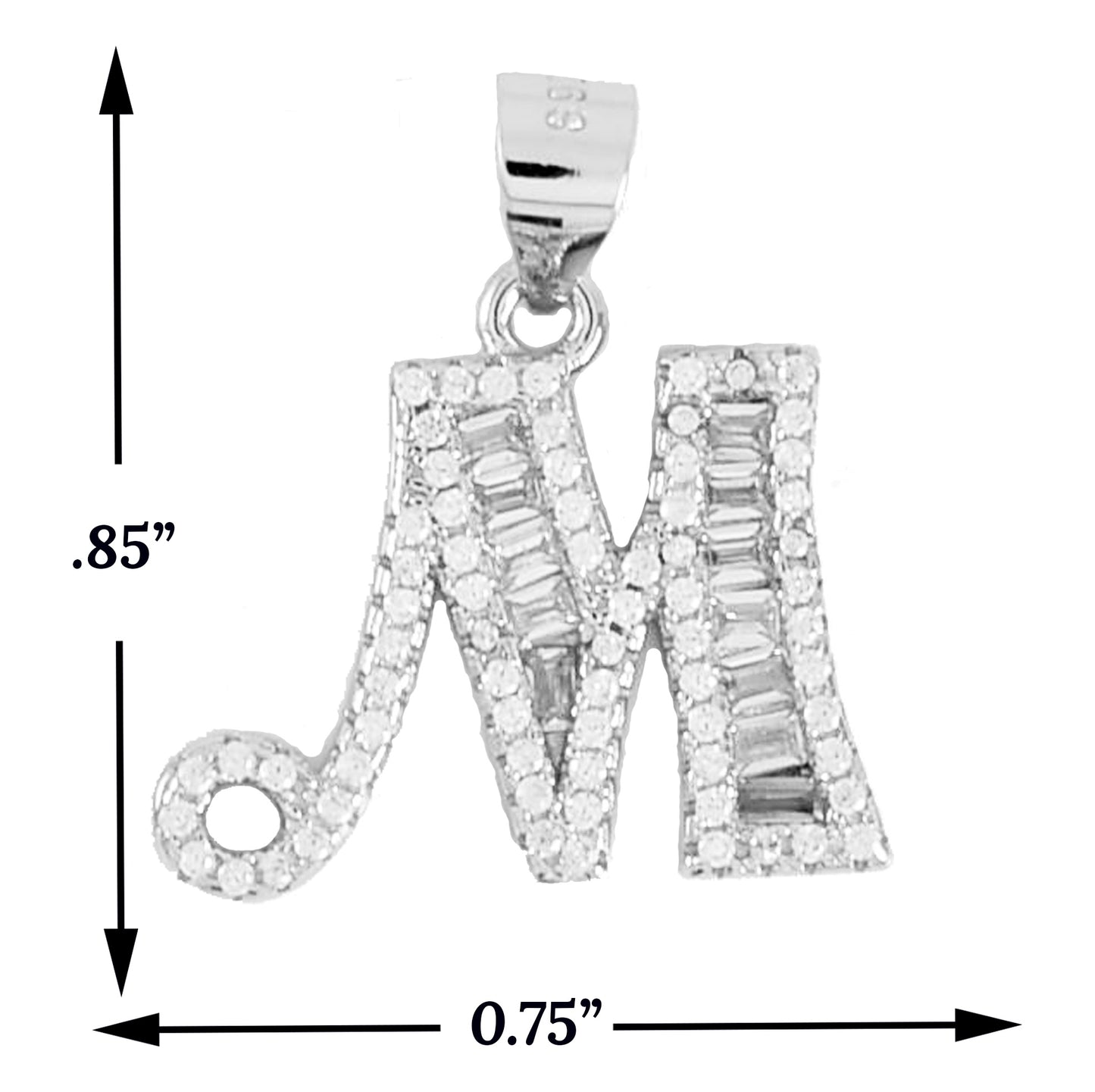 925 Sterling Silver Alphabet Pendant M | Wholesale Jewelry