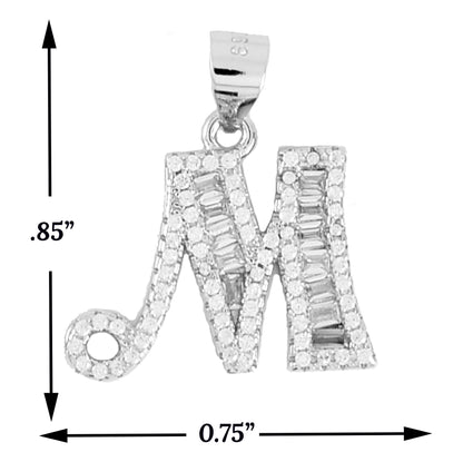 925 Sterling Silver Alphabet Pendant M | Wholesale Jewelry