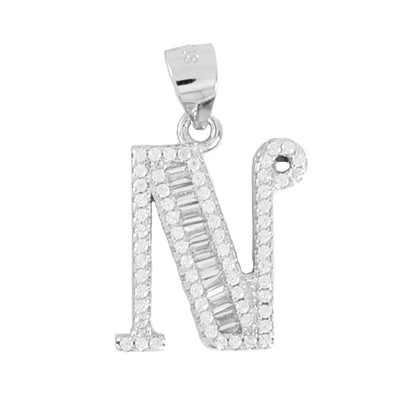 925 Sterling Silver Alphabet Pendant N | Wholesale Jewelry