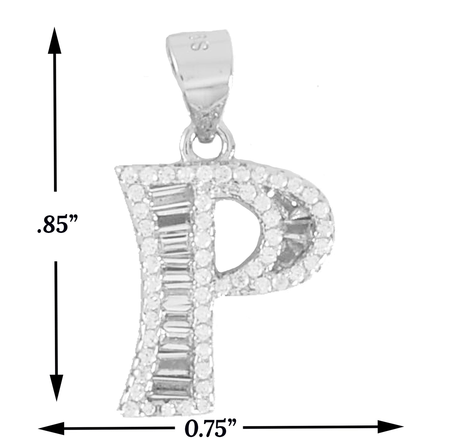 925 Sterling Silver Alphabet Pendant P | Wholesale Jewelry